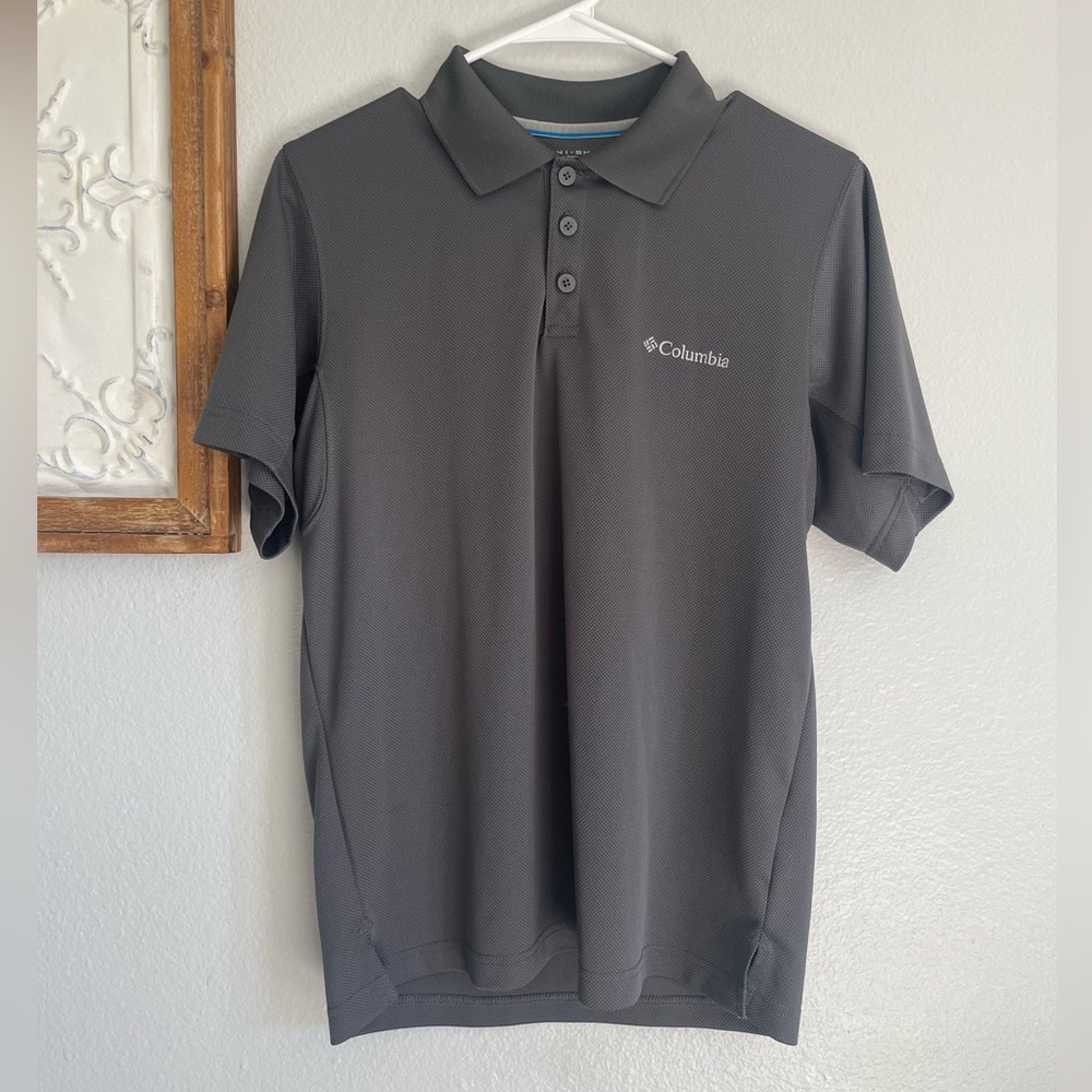 Columbia Omni Wick Men's Polo Shirt Short Sleeve Logo Size Small gray